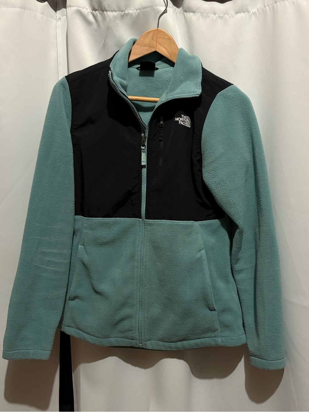 The North Face Mint Green and Black Fleece Jacket
